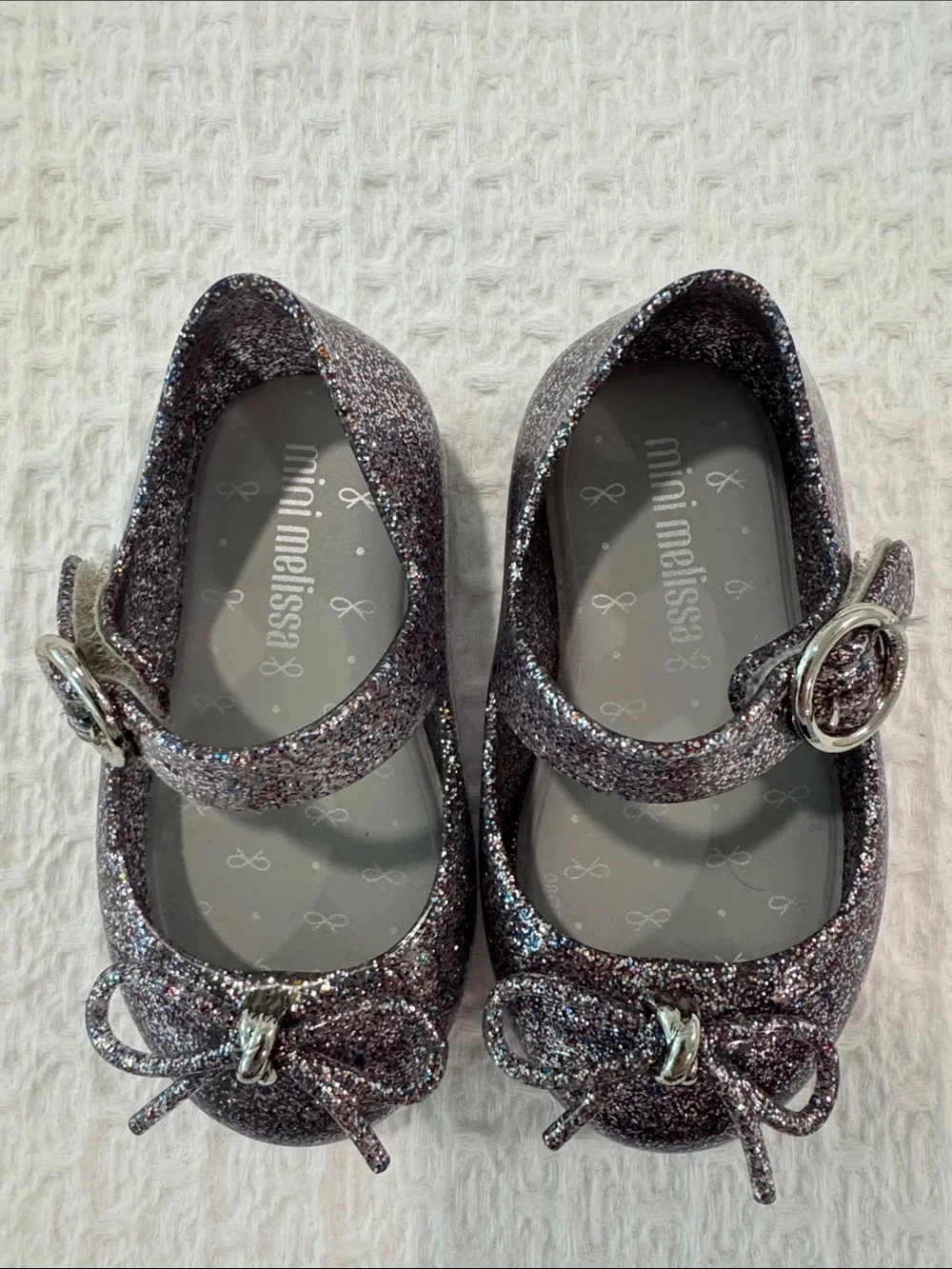 Mini Melissa Rainbow Glitter Mary Jane Shoes with Bow